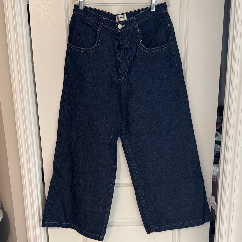 Frame Denim Dark Blue Wide Leg Jeans